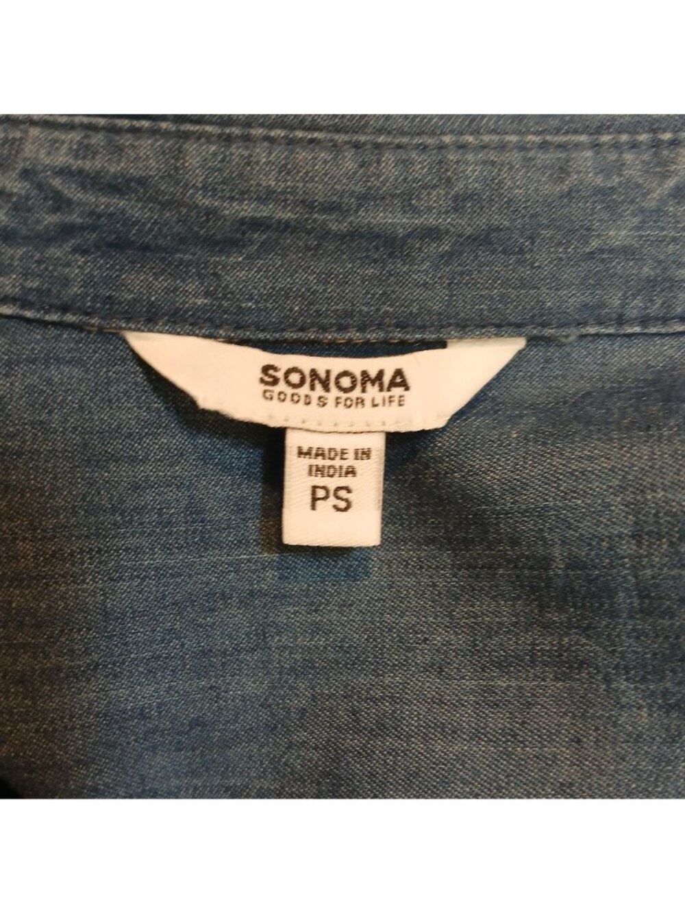 Sonoma Goods For Life Womens PS Chambray Embroidered Peplum Shirt  Blue NWT #D33 - Picture 4 of 9